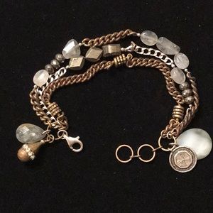 Vintage Silpada “Garden Party” Sterling and Brass Bracelet 7.75 - 9”L